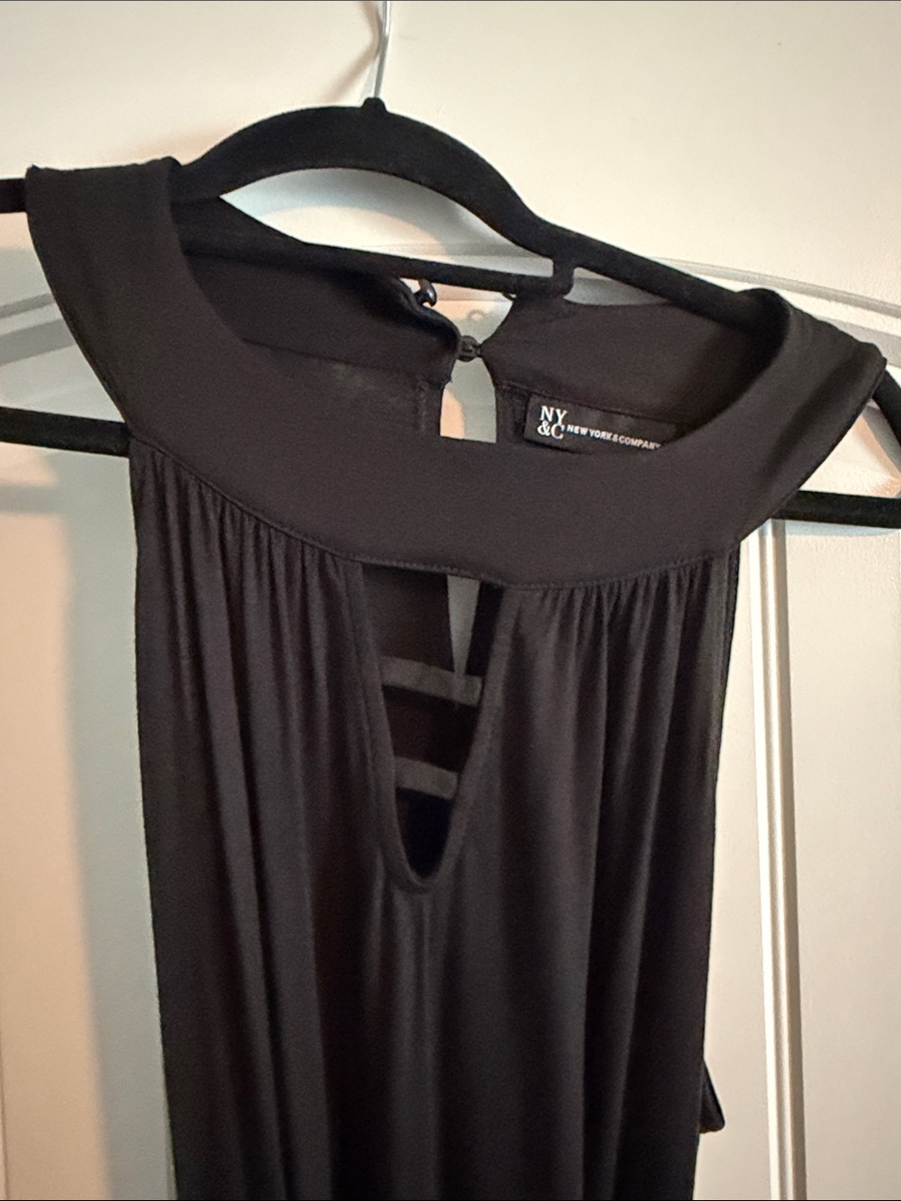 New York & Company Black Maxi Dress with Ladder Back Detail